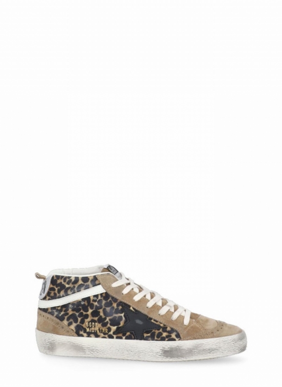 Mid Star Leo Golden Star Sneaker In Beige Brown