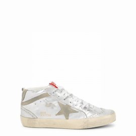 Mid Star Silver Distressed Leather Sneakers