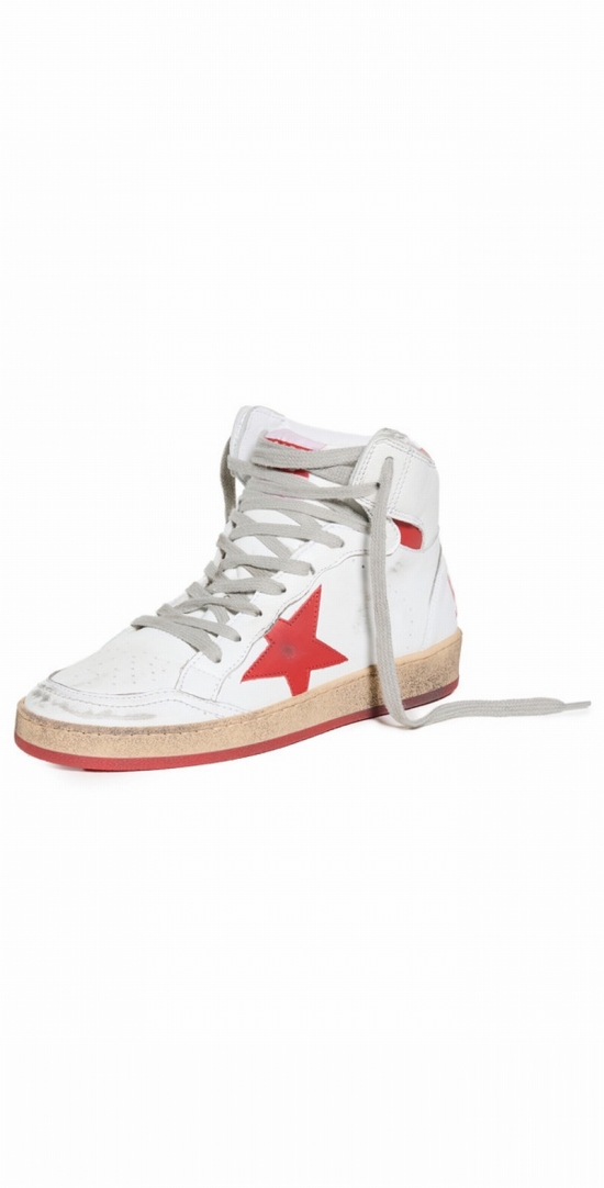 Sky Star Nappa Upper With Serigraph Leather Sneakers In White Red