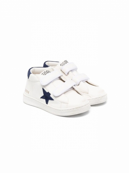 Kids' White Sneakers For Boy With Logo And Star In Bianco-blu