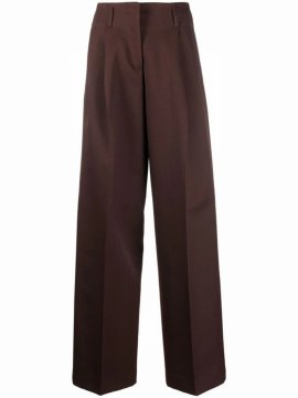 Journey Pant Flavia Wide Leg Compact Gabardine Wool In Chicory Coffee