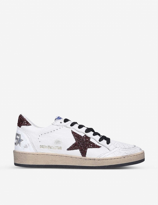 Ballstar 10360 Leather Low-top Trainers In White/red