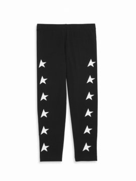 Kids' Little Girl's & Girl's Star Leggings In Black White