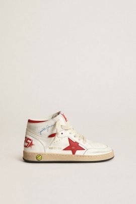Kids' Sneakers With Application In Bianco-rosso