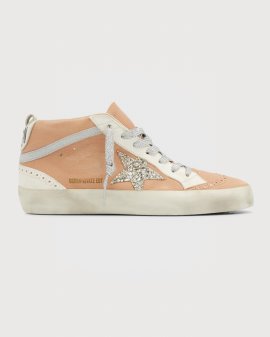 Mid Star Glitter Wing-tip Sneakers In Nude