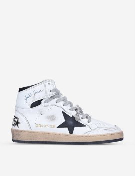 Women's Sky Star Leather High Top Sneakers In White Red