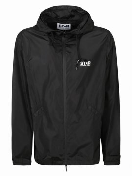 Star Windbreaker Jacket In Black