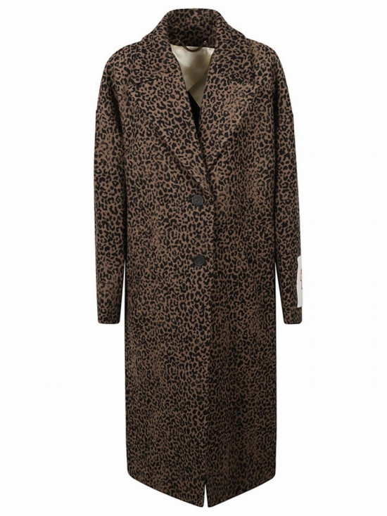 Golden Cocoon Appliqu??d Leopard-jacquard Wool-blend Coat In Brown