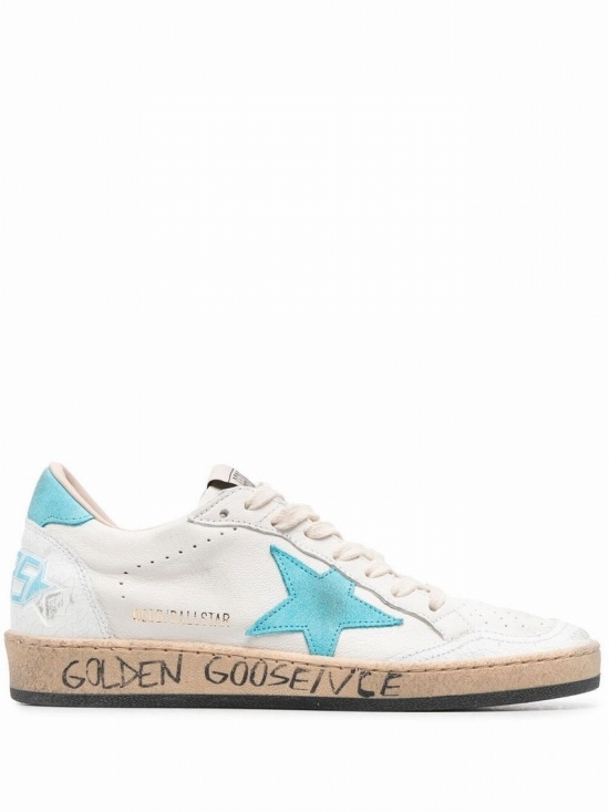 Ball Star Low-top Distressed Sneakers In Weiss