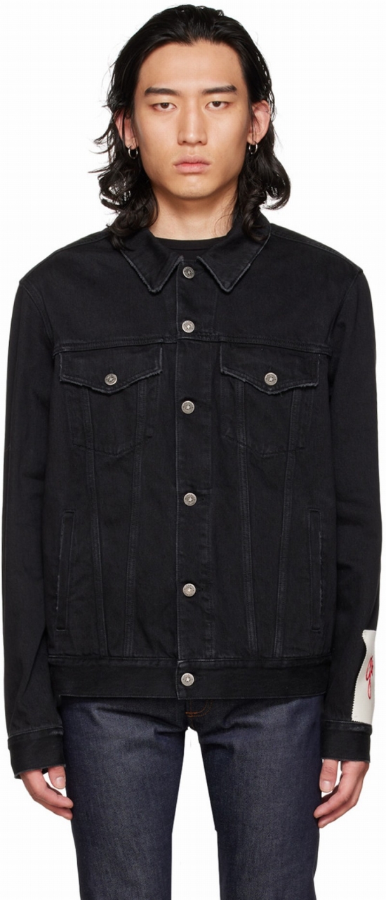 Men's Regular Denim Trucker Jacket In Black