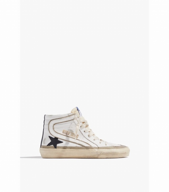 Slide Leather Sneaker In White/yellow/black/taupe