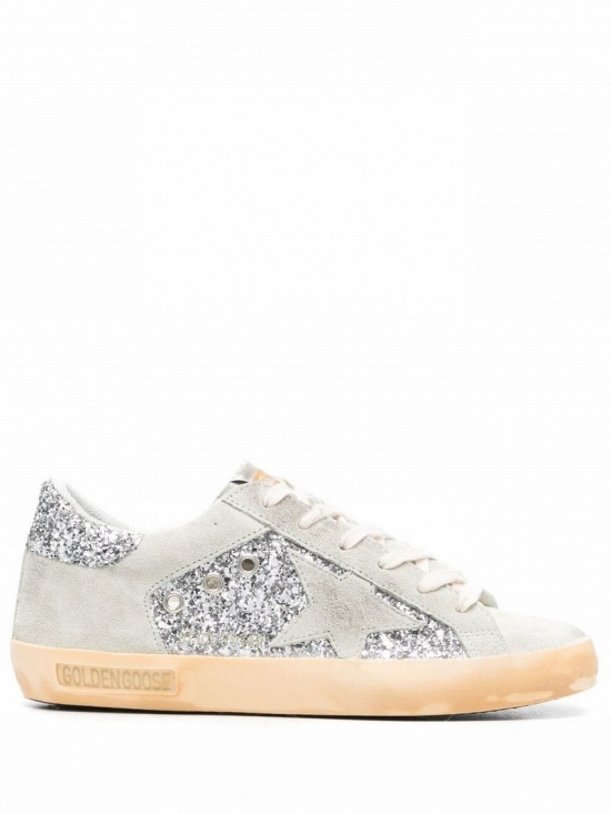 Super-star Glitter-detail Sneakers In Nude