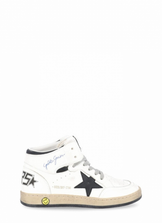 Kids' Sky Star Mid Sneakers In White/black