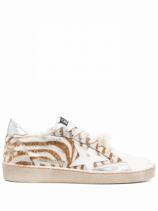 Zebra-print Low-top Sneakers In White