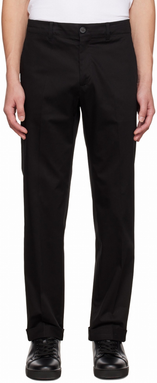 Blue Wool Blend Baggy Trousers In Black