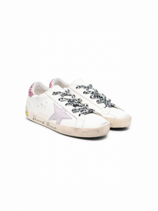 Kids' Super-star Lace-up Sneakers In White