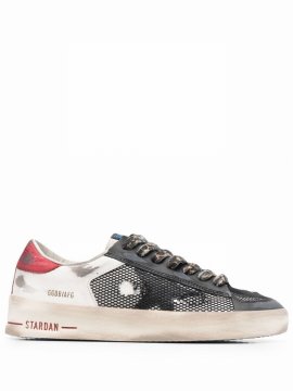 Distressed-finish Low-top Sneakers In Weiss