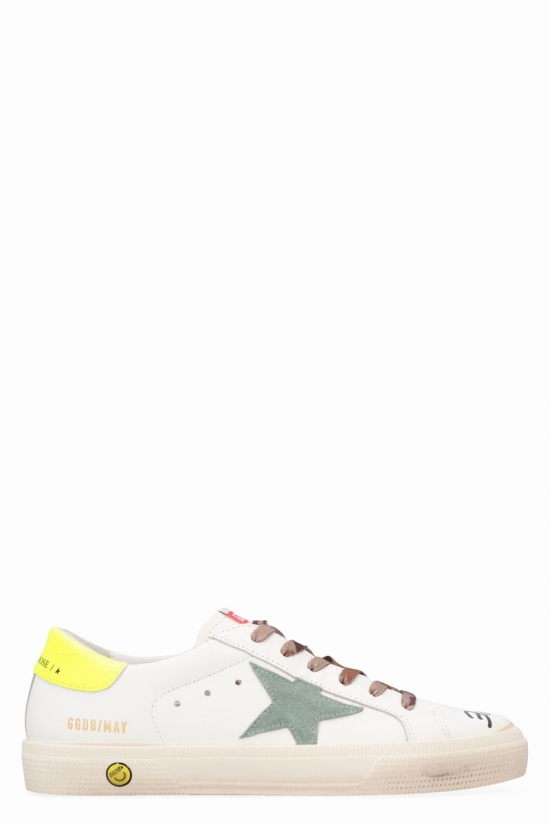 Kids' May Leather Low-top Sneakers In White