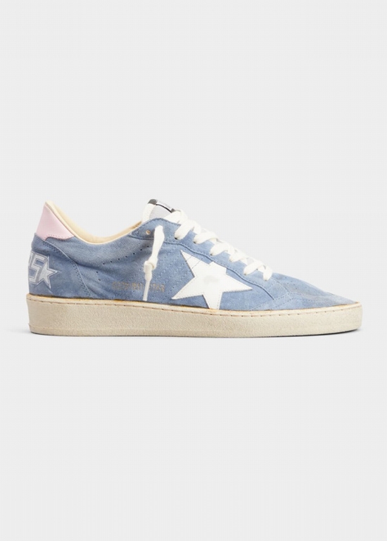 Ballstar Suede Low-top Sneakers In Powder Blue White & Pink