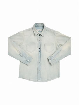 Kids' Washed Stretch Cotton Denim Shirt