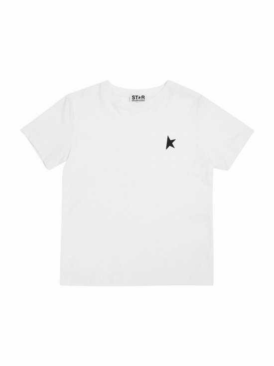 Kids' Star Print Cotton Jersey T-shirt In Optic White/black