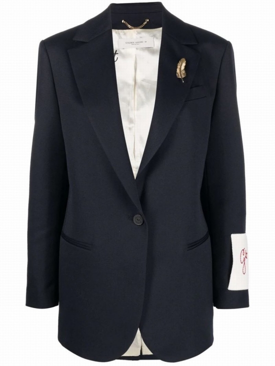 Tom Boy Logo-patch Blazer In 50486 Dark Blue