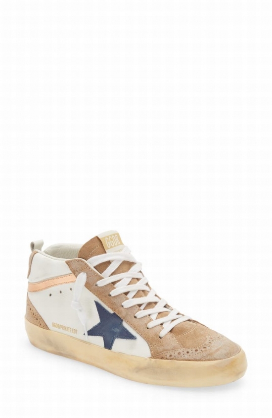 Mid Star Sneaker In White/ Tobacco/ Dk Navy