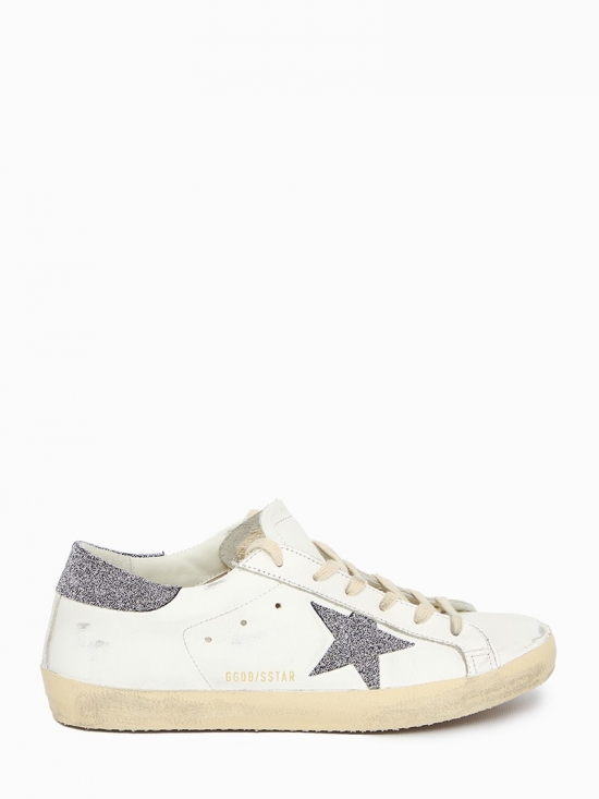 Super-star Glitter Sneakers In Bianco/argento