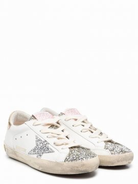 Kids' Super-star Glitter Upper Suede Star And Heel In Bianco