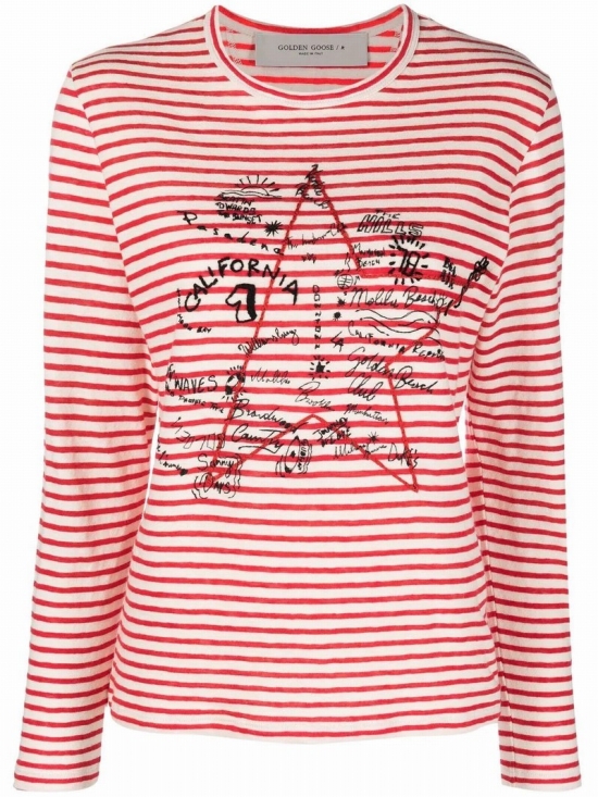 Star Print Striped Long Sleeved T Shirt In Multi-colored