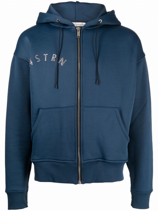 Stud-logo Zip Hoodie In Blue