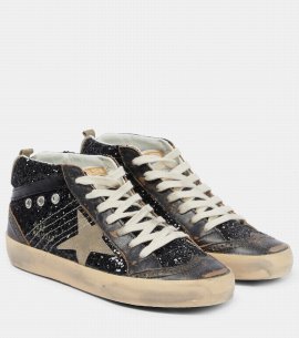 Mid Star Glitter Sneaker In Schwarz