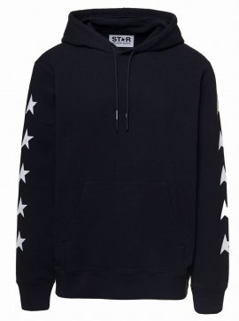 Star Cotton Graphic Hoodie In Blu