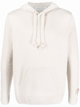 Logo-patch Knitted Hoodie In Neutrals