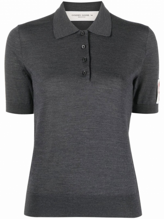 Logo-patch Knit Polo In Grey