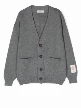 Kids' Logo-patch Knitted Cardigan In Grau