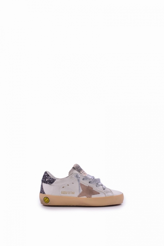 Kids' Leather Super-star Sneakers In Cream/beige/dark Grey