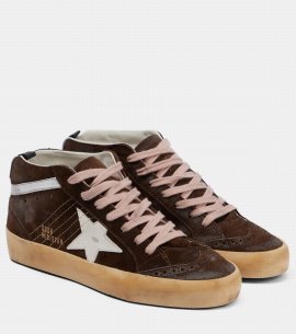 Mid Star Leather Sneakers In Chocolate Brown/white/blk/silv