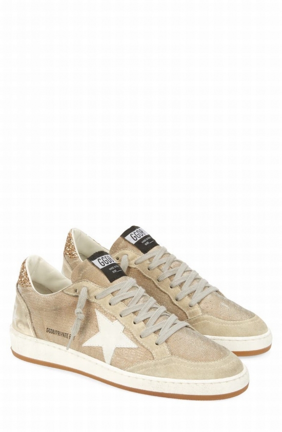 Ballstar Low Top Sneaker In Natural/ Gold/ Grey