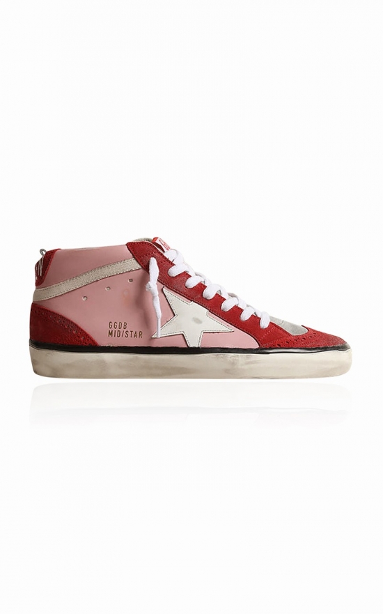 Women's Mid Star Leather Sneakers In Pink