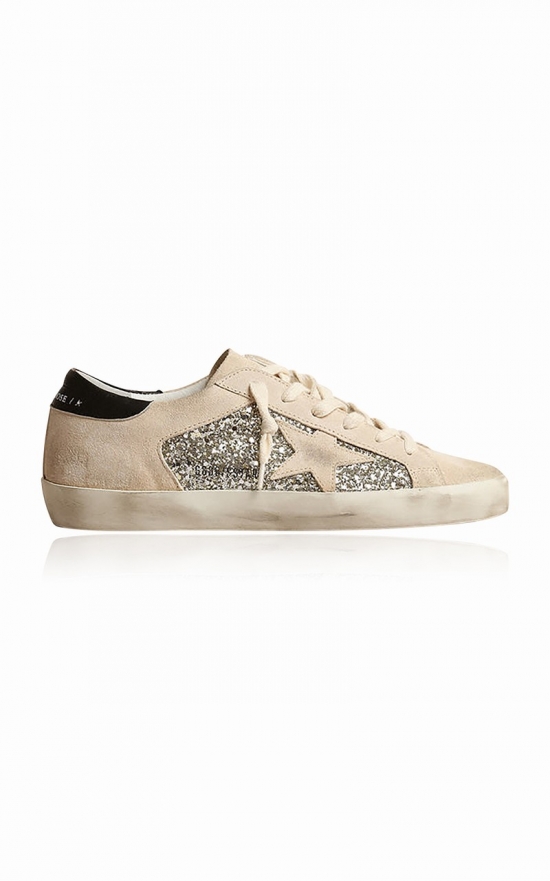 Women's Super-star Glittered Suede Sneakers In Silver