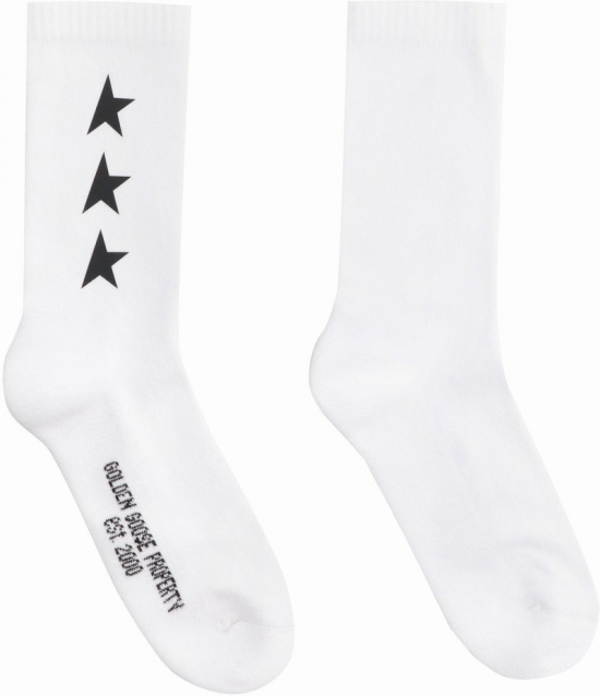 Star Detailed Socks In White/black