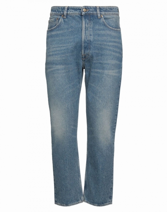 Loose Denim Cotton Jeans In Blue