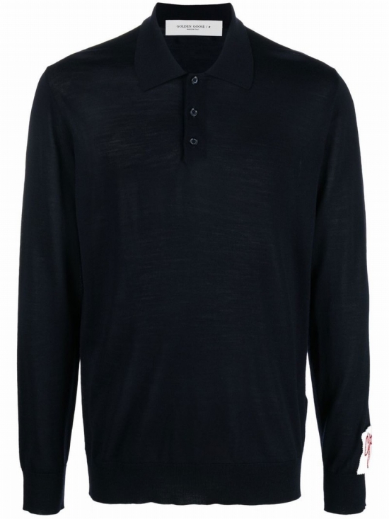 Virgin Wool Polo Shirt In Blue