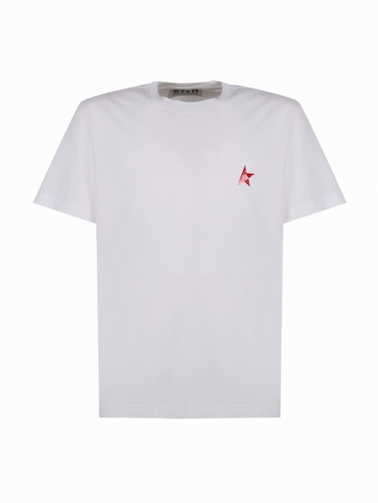 T-shirt With Contrasting Star In White/red