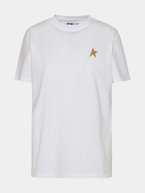 T-shirt Star Mini Logo Oro In White