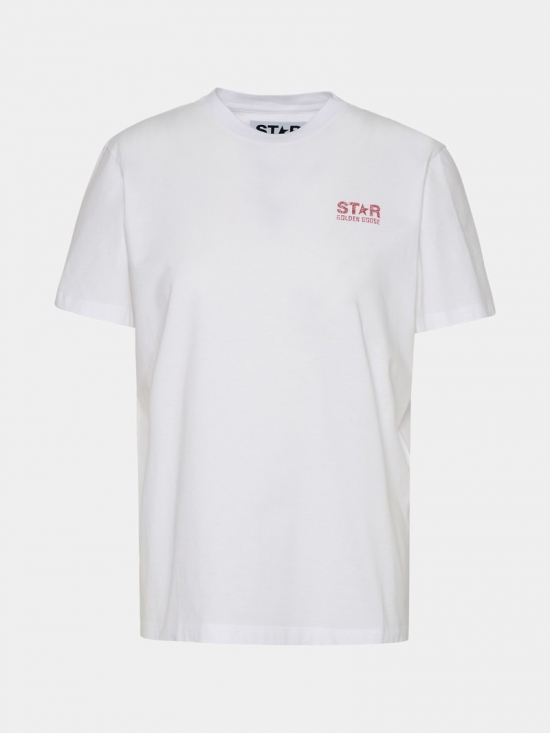 T-shirt Star Mini Logo Rosa In White