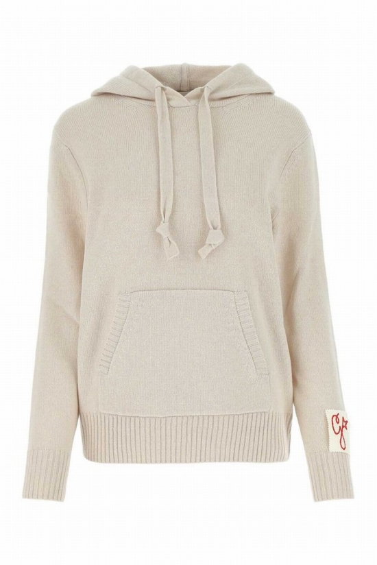 Deluxe Brand Knitted Drawstring Hoodie In Natural White