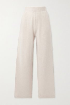 Golden Cashmere And Wool-blend Track Pants In Off-white