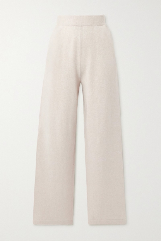 Golden Cashmere And Wool-blend Track Pants In Off-white